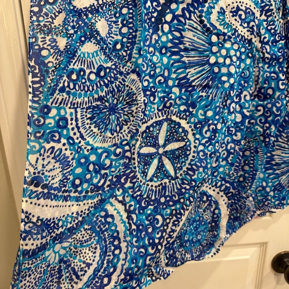 Lilly Pulitzer Cotton Midnight Blue Sea Urchin Seashell Scarf Nautical Preppy